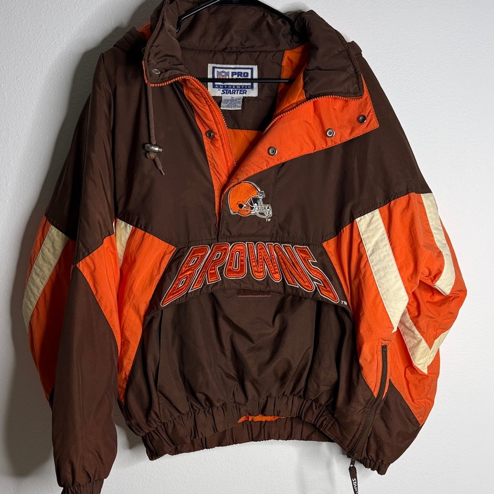 Vtg Starter Cleveland Browns Half Zip Puffy Jacket Y2K NFL Men’s M